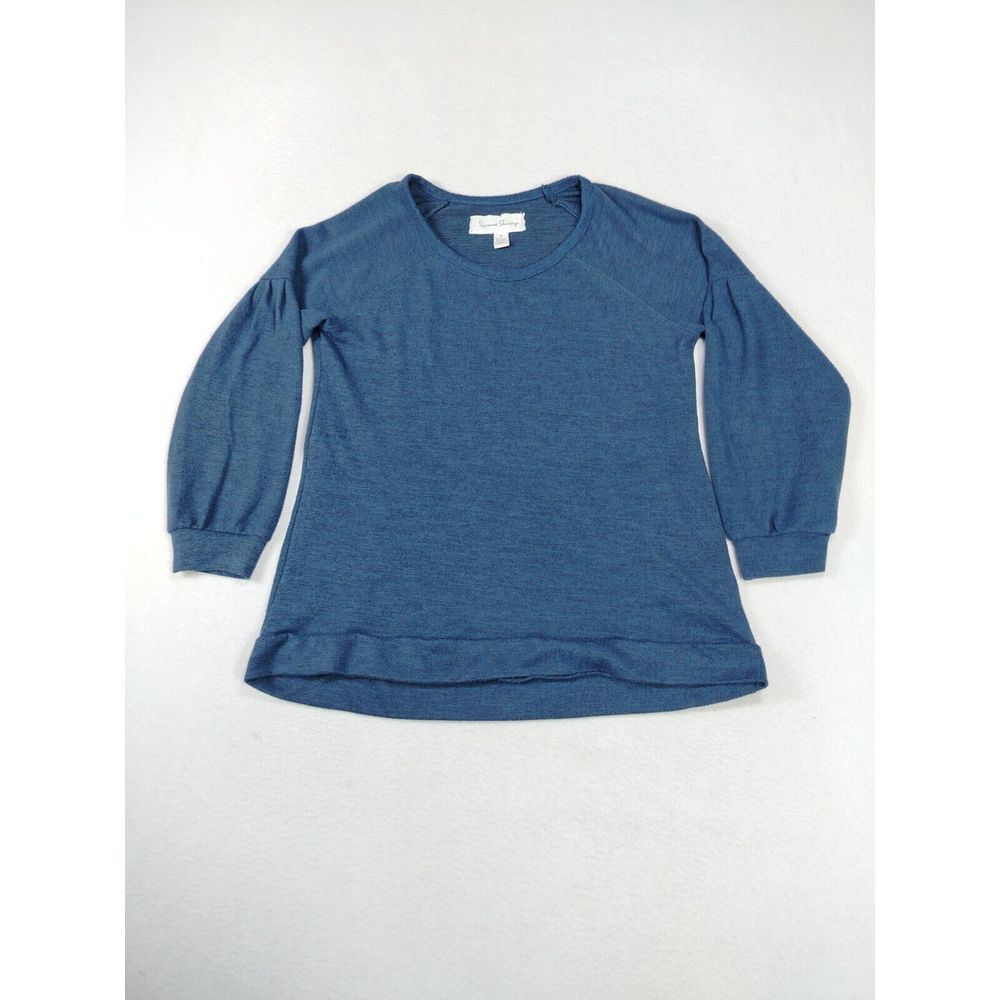 French Laundry Top‎ Women's Medium Blue Minimalist Normcore Stretch Long Sleeve